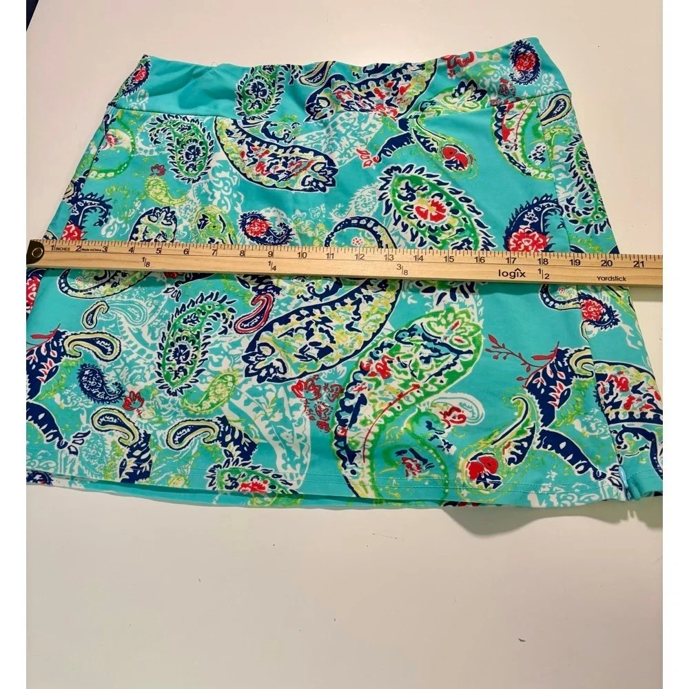 Aryeh Paisley Print Skort Aqua Paisley Sz L Tennis Pickleball Resort Beach - Picture 10 of 13